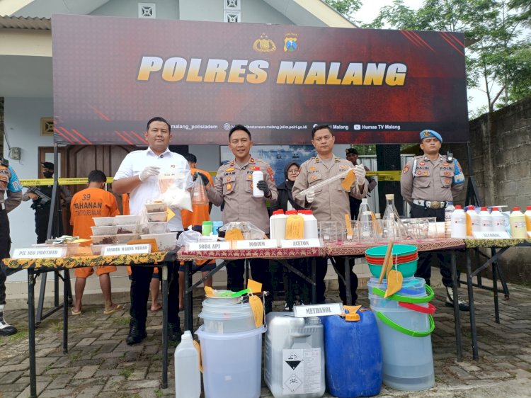 Polres Malang Berhasil Bongkar Pabrik Narkoba Rumahan Diduga Dikendalikan Napi dari Lapas