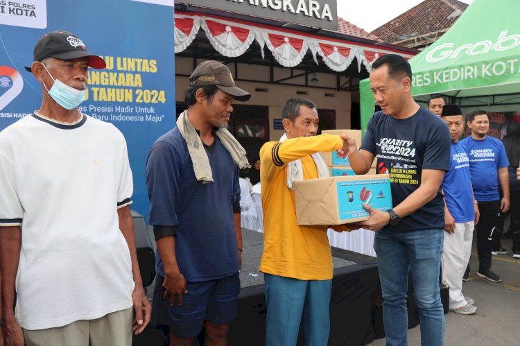 Sambut Hari Lalu Lintas Bhayangkara ke - 69, Polres Kediri Kota Gelar Charity Run Yatim Mandiri