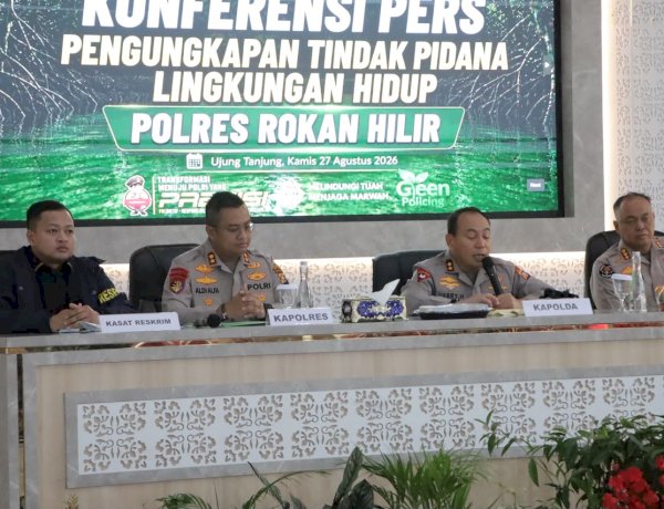 Polda riau ungkap kasus perambahan 133 ha hutan mangrove di kab. Rohil